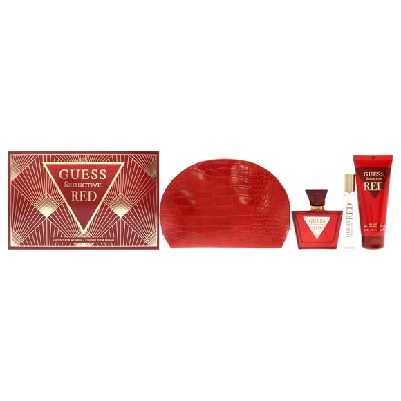 Set de regalo Guess Seductive Red para mujer 4 piezas EDT 2.5oz EDT 0.5oz Loción corporal 3.4oz estuche