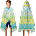 thumbnail image 3 of Blue Pioneer Flower Striped Pattern Hooded Bath Towel，50"x30" for Ages 3 To 12 Kids, Quick Dry Lightweight Soft Microfiber Hood Beach Towel Cover Up for Kids, 3 of 7