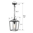 thumbnail image 5 of Emliviar Modern Outdoor Pendant Light, 12.5" Outdoor Hanging Lantern in Black Finish with Clear Glass, 20065H BK, 5 of 7