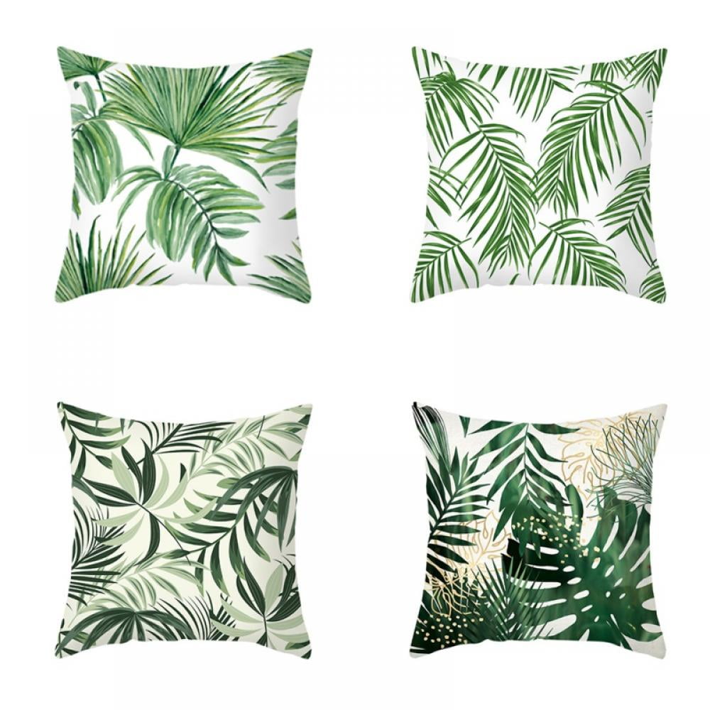 4 PCS/SET 18 Inch Tropical Plants Throw PILLOW COVER Sofa Bed Green NWT 