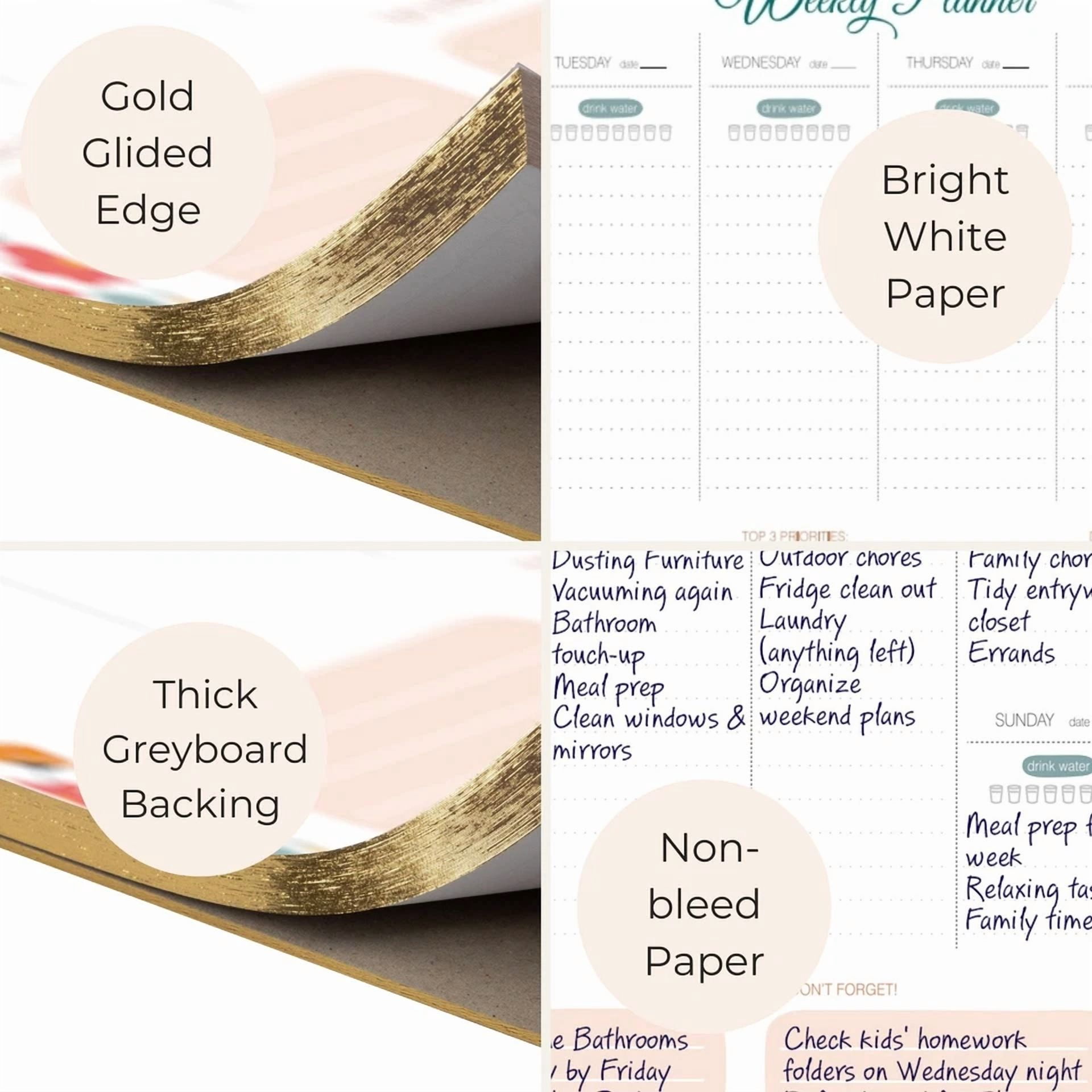 Floral Weekly Planner -To-Do List With Water Tracker And 52 Tear-Off Sheets