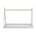 thumbnail image 3 of Twin Floor Bed with Triangle Structure, Solid Wood Montessori Bed Frame without Slats, Twin Size Tent Bed for Boys Girls Teens, Can Be Decorated, White+Natural, 3 of 7
