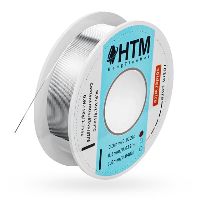 Hilo de soldadura HengtianMei, estaño, plomo, colofonia, núcleo 63/37, 50 g