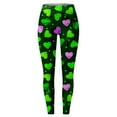thumbnail image 5 of FASHOFT High Waisted Valentines Day Leggings for Women Soft Love Heart Printing Legging Tights Casual Yoga Pants Green M, 5 of 5