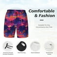 thumbnail image 5 of Balery Retro Palms Mens Swim Trunks Swim Shorts for Men Quick Dry Inseam Beach Shorts with Compression Liner Pocket-, 5 of 9
