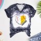 thumbnail image 5 of Fiudx Camisetas para Mujer Blusa Holgada de Manga Corta con Cuello En V Informal Estampada a La Moda para Mujer, 5 of 5
