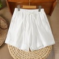thumbnail image 4 of acuever Womens Wide Leg Linen Shorts Summer Casual Loose Pleated Elastic High Waisted Shorts Shorts Casual Summer Linen Palazzo Pants with Pockets Women's Shorts White Stay Put Waistband（4Xl）, 4 of 7