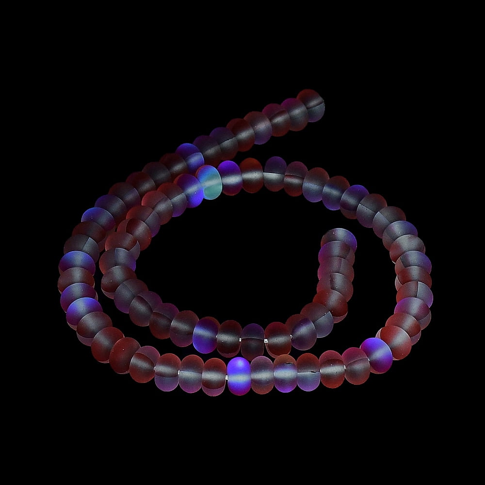 Frosted Transparent Glass Beads Strands Rondelle Hot Pink 8x5mm Hole: 1mm about 75pcs/strand 14.96''(38cm)