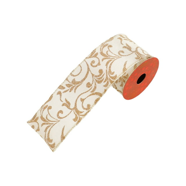 Hyknon Home Decor Christmas Ribbon Hollow Sequin Adhesive Powder Ribbon Christmas Tree Rattan Wreath Decoration Ambiance Decoration Ribbon Party Favors for Holiday Office Living Room Decoration