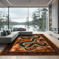 thumbnail image 2 of ODIKA Tibetan Tiger Snake Battle Motif Martial Scroll Folk Versus Striped Foldable Easy Care for Queen Size Bedroom, Under Bed, Master Suite, 2 of 7