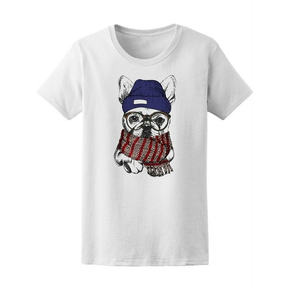 Cozy Winter French Bulldog Dog T-Shirt Women -Image by Shutterstock, Female XX-Large