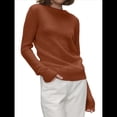 thumbnail image 3 of Suéter Básico de Cuello Redondo para Mujer, Jersey de Larga y Cuello Redondo. Caqui L, 3 of 10