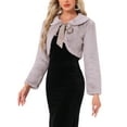 thumbnail image 1 of INSPIRE CHIC Chaqueta Bolero de Piel Sintética para Mujeres, Corta, con Lazo Frontal, Abrigo Esponjoso, Talla L, Púrpura Polvoriento, 1 of 6