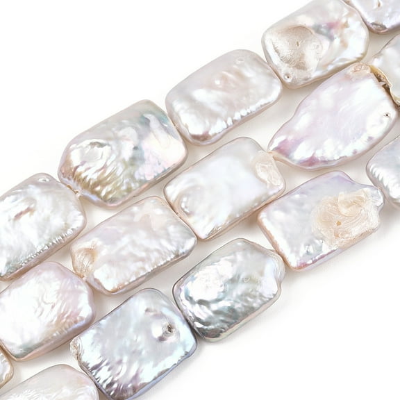 1Strand Natural Baroque Pearl Keshi Pearl Beads Strands Cultured Freshwater Pearl Rectangle Creamy White 13~31x11.5~16x3.5~9.5mm Hole: 0.8mm about 18~21pcs/strand 14.69~15.63(37.3~39.7cm)
