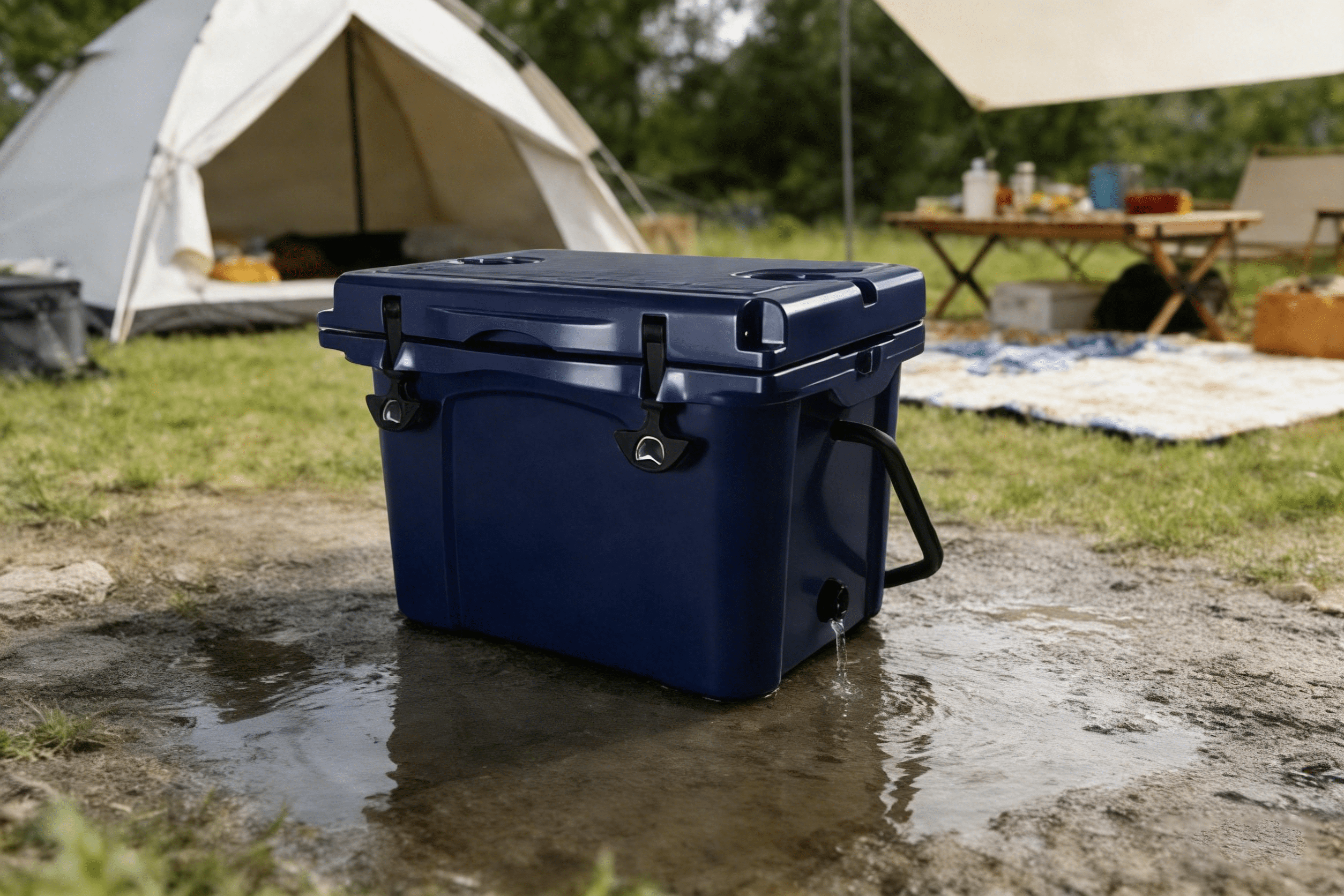 25QT Portable Insulated Hard Cooler with Bottle Opener, Cup Holder & 5-Day Ice Retention