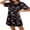 Butterfly Black, variant on Silk Satin Sleep Shirts for Women Nightshirt Tshirt Night Gowns Short Sleeve Sleepwear Round Neck Shirt Dress With Chest Pocket