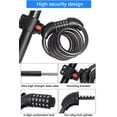 thumbnail image 2 of Bike Lock Bicycle Locker Combination 5 Digit 120cm/12mm Long Cycle Cable Locks Bikes Chain High Security For E-bike Mountain Bike Outdoor Ski Gate Acc, 2 of 5