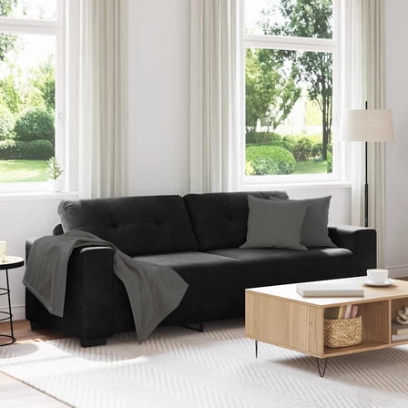 vidaXL 3-Seater Sofa Black 180 cm Velvet