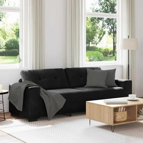 vidaXL 3-Seater Sofa Black 180 cm Velvet