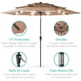 thumbnail image 6 of Best Choice Products 10ft 3-Tier Solar Patio Umbrella w/ 24 LED Lights, Tilt Adjustment, Easy Crank - Tan, 6 of 8
