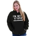 thumbnail image 3 of I'm With Stupid Classic Rude Insult Unisex Plus Fleece Graphic Hoodie Brisco Brands 2X, 3 of 5