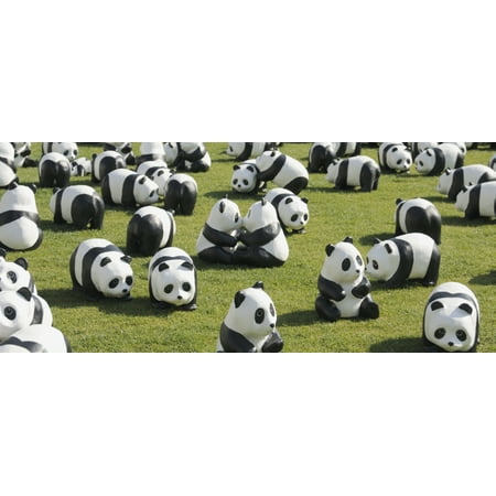 Korean Paper Art - Paper made pandas from World Wildlife Federation at art exhibition Seoul City Hall Seoul South Korea Poster Print