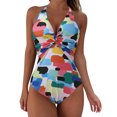 thumbnail image 2 of Gibobby Traje de baño completo mujer Traje de baño de 1 pieza para mujer, traje de baño Sexy con realce, traje de baño de cintura alta, traje de baño de (Azul,G), 2 of 5