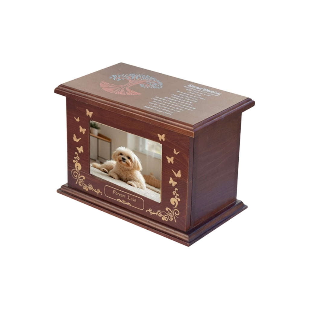 Zeiwohndc Pet Memorial Urn Wood Ashes Holder With Photo Display Area Engraved Sentiment