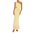 thumbnail image 3 of Women One Shoulder Long Dress 3D Flower Sleeveless Waist Out Out Cocktail Summer Party Bodycon Dresses Yellow XL, 3 of 9