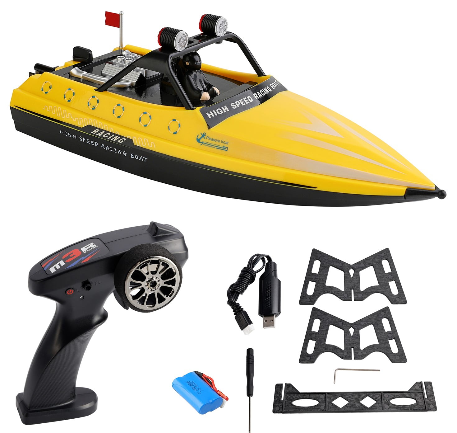 Bruce&Shark RC Boat, WLtoys WL917 Remote Control Boat, 10MPH High Speed RC Racing Boat for Pools or Lakes, 2.4GHz RC Boats for Adults Kids