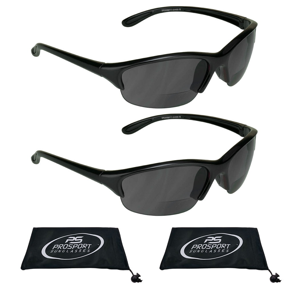 proSPORT Z87.1 Bifocal Safety Sunglasses ANSI for Men Women Readers Sport  Wrap Dark Gray Smoke Black +1.50 +2.00 +2.50 +3.00
