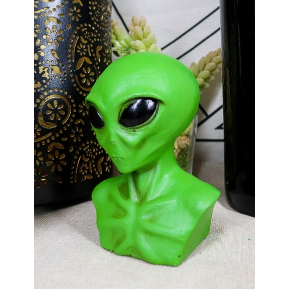 Ebros Alien Green Extraterrestrial ET Roswell Alien Head Bust Skull Figurine