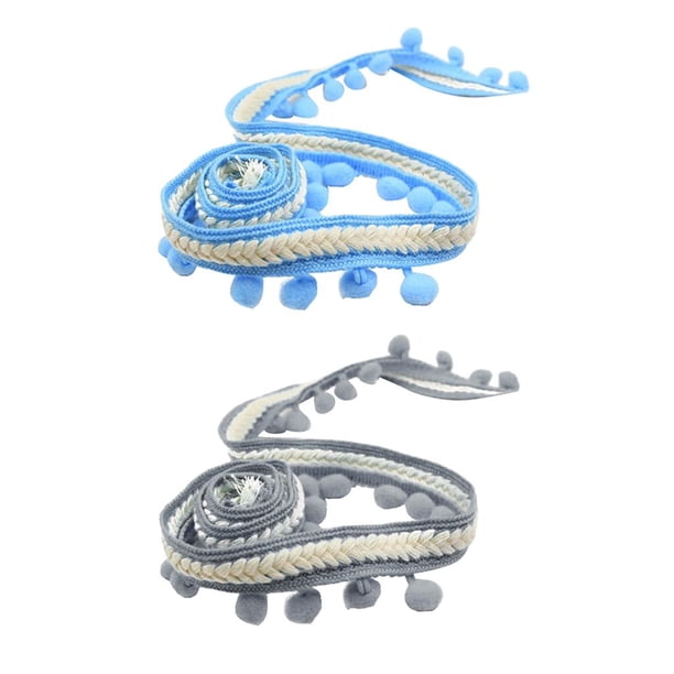 Cinta de Flecos con Pompones perfecl 2 x Azul + Gris Pompones para Coser