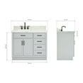 thumbnail image 3 of Ariel Hepburn 43 In. Left Offset Rectangle Sink Vanity With 1.5 In. Carrara White Countertop In Grey, 3 of 9