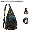 thumbnail image 4 of Cyberpunk Gamer Chest Bag - Digital Controller & Button Print Sling Backpack (Level Up Design, Adjustable Strap for Gaming Conventions), 4 of 4