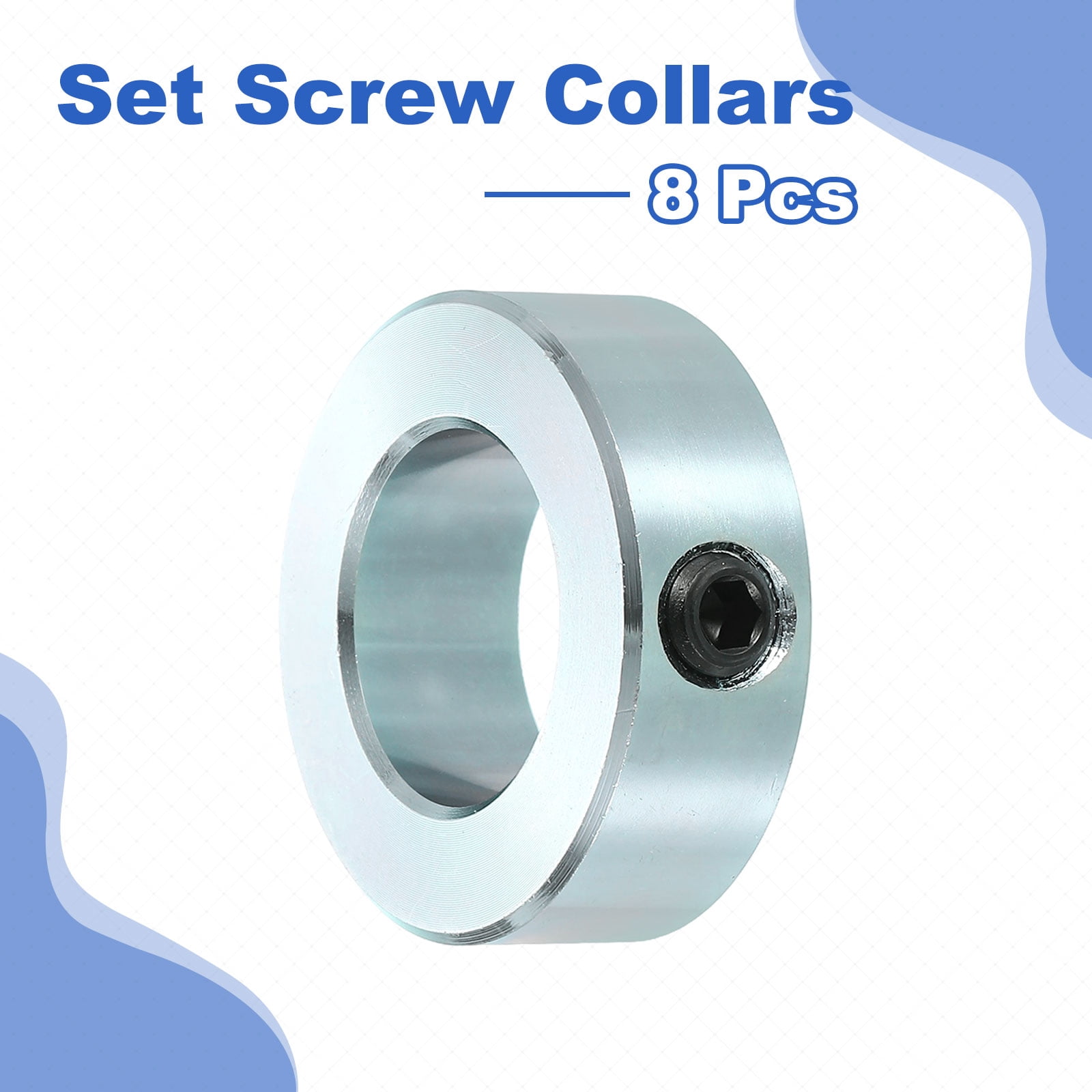 8pcs Set Screw Collars 15/16" Bore Carbon Steel Shaft Collars, 1-5/8" OD, 9/16" Width Lock Axle Collar Clamp