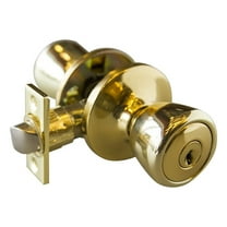 Design House Terrace 6-Way Universal Keyed Entry Door Knob, Polished Brass