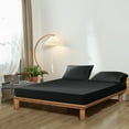 thumbnail image 2 of Subrtex Bed Sheets Wrinkle Resistant Premium Microfiber Deep Pocket Fitted Sheet, Black, Full, 2 of 7
