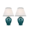 thumbnail image 3 of Aspen Creative 40069-2, Two Pack Set, 17" High, Traditional Ceramic Table Lamp, Green with Hardback Empire Shaped Lamp Shade in Off-White, 11 1/2" Wide, 3 of 4