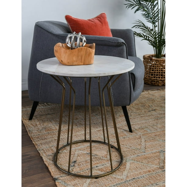 Murdoch End Table No Assembly Required Marble Top Dark Bronze Base Com Murdoch End Table No Assembly Required, Wilfredo Corner End Table With Storage Drawers And Shelves