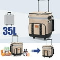 thumbnail image 3 of Large Rolling Cooler, 50 Quart Leakproof Insulated Soft Cooler Bag with Wheels and Handle Collapsible for Shopping Picnic BBQ Beach Travel Outdoor (Khaki), 3 of 8