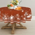 thumbnail image 2 of Round Fall Tablecloth,Orange Thanksgiving Autumn Harvest Pumpkin Sunflower Maple Leaf Table Cloth,Polyester Waterproof Wrinkle Resistant Durable Tablecloth for Fall,Thanksgiving,Home Decor, 2 of 6