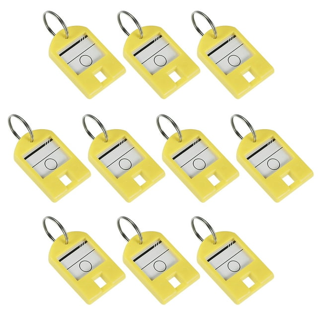 Plastic Key Tags with Split Ring Keychain ID Luggage Label Window 40x27mm, Light Yellow 10pcs