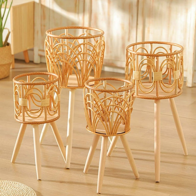 Rattan Indoor Plant Stand Straw Woven Flowers Pot Holder Stool With Legs  Floor Planter Baskets Rack Wooden Plant Shelf,Modern Wooden Flower Pot  Holder ...