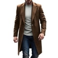 thumbnail image 6 of Men's Wool Blend Pea Coat Casual Trench Coat Slim Fit Notched Collar Long Jacket Single Breasted One Button Overcoat, 6 of 6