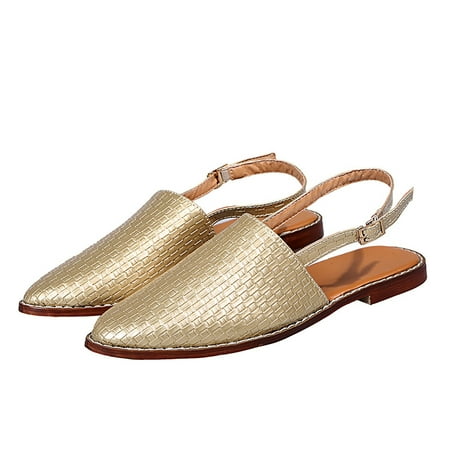 

Summer Savings Clearance! 2023 TUOBARR Sandals for Womens Fashion Women s Solid Color Casual Pointed Hollow Out Back Buckle Flat Sandals Gold 6.5