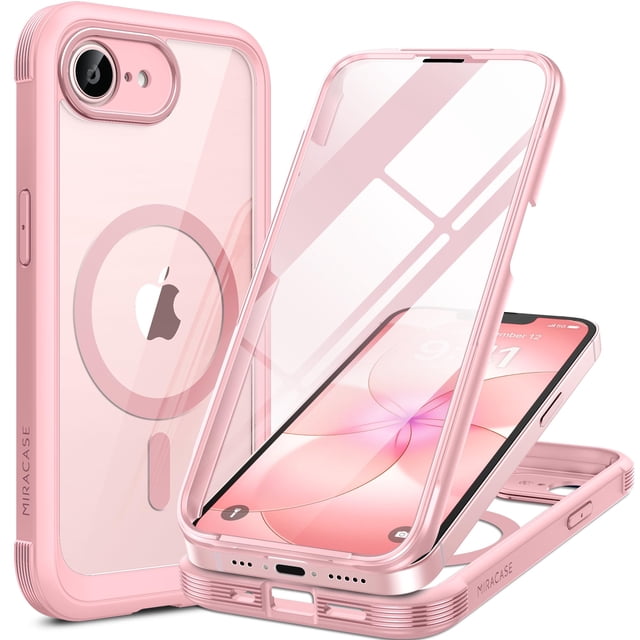 Funda Miracase para iPhone 17E/16E con pantalla de cristal rosa