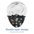 thumbnail image 4 of Shower Caps,Black Cartoon Astronaut Dinosaurs Planets Pattern Waterproof Shower Cap for Women 4 Pieces,Double Reusable Hair Cover for Shower PEVA Elastic Stretch Hem, 4 of 7