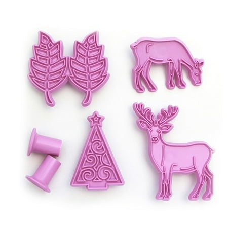 

4PCS 3D Christmas Biscuit Molds Non-stick Molds Roasting Cookie Plastic Tool