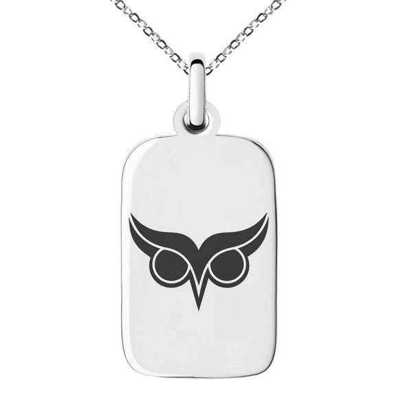 Stainless Steel Athena Greek Goddess of Wisdom Engraved Small Rectangle Dog Tag Charm Pendant Necklace